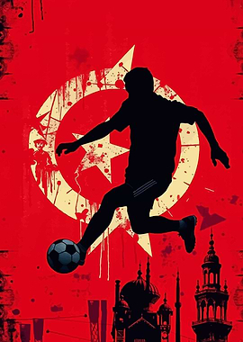 Soccer Player Silhouette with Turkish Flag