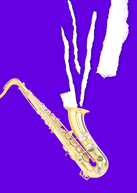 Jazz Explosion, Paper Notes Floating from a Saxophone