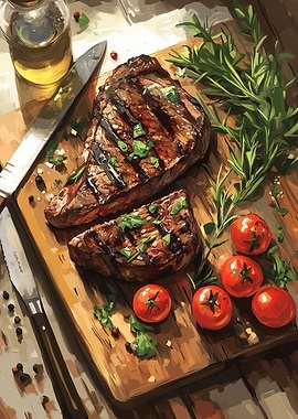 Grilled Steak with Tomatoes and Rosemary