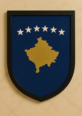 Kosovo Flag Shield - Marble look