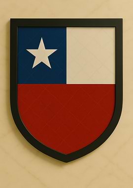 Chilean Flag Shield - Marble look