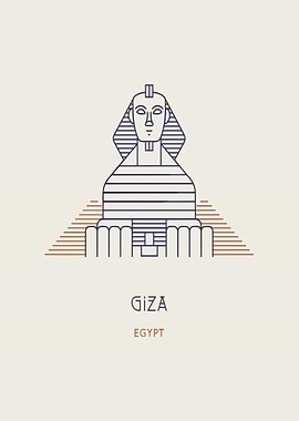 Minimalist Giza Sphinx Egypt Illustration