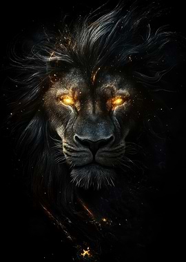 Lion with Glowing Eyes