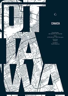 Ottawa Canada Map Art Print