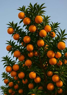 Orange Tree with Ripe Fruits