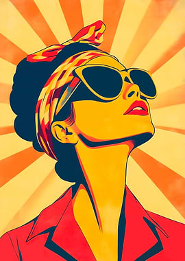 Retro Woman with Sunglasses and Bandana