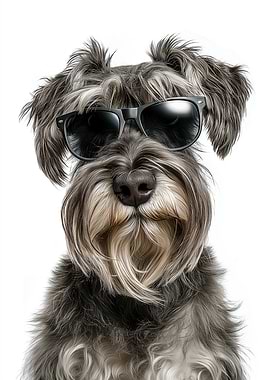 Cool Cesky Terrier dog with Sunglasses Portrait