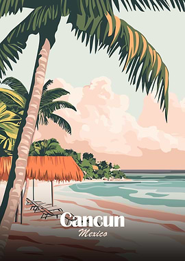 Cancun Mexico Beach Travel Poster