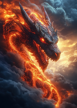 Fiery Dragon in the Clouds