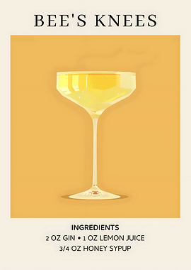 Bee's Knees Cocktail Recipe Illustration