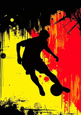 Soccer Player Silhouette with Belgium Flag Abstract Background