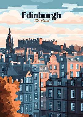 Edinburgh, Scotland Cityscape Illustration