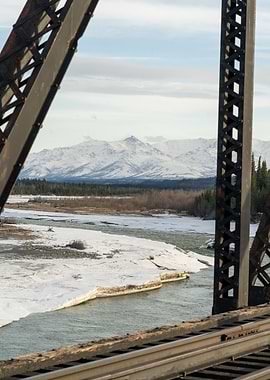 Snowy Mountains and River View