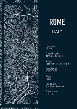 Rome, Italy City Map