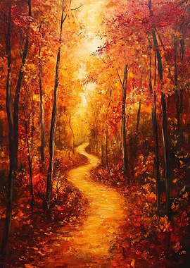 Autumn Forest Path Painting