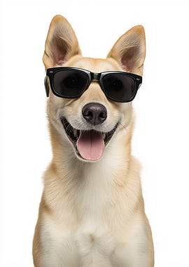 Cool Canaan Dog with Sunglasses Portrait