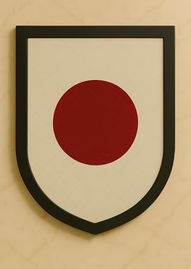 Japanese Flag Shield Framed - Marble look