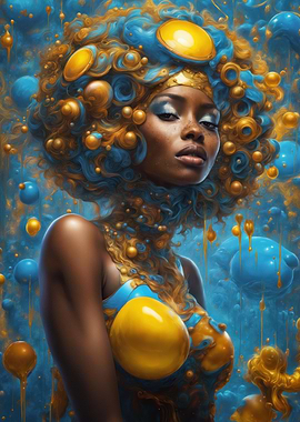 Couture Portrait with Blue and Gold