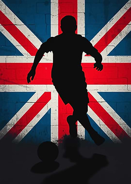 Footballer Silhouette with United Kingdom Flag