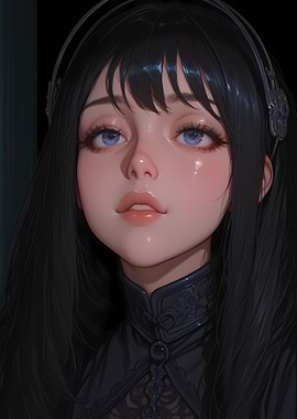 Anime Girl Portrait with Headphones