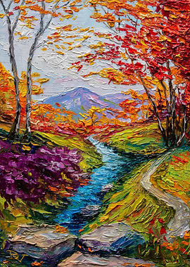 Crimson Leaves Mountain Dreams