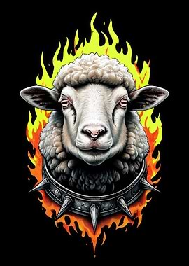 Sheep in Flames with Spiked Collar