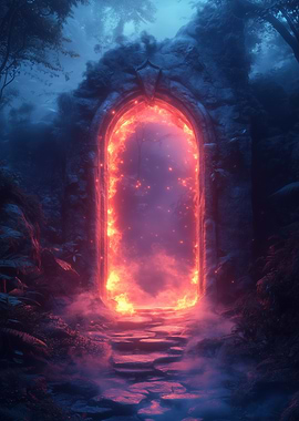 Mystical Portal in Dark Forest