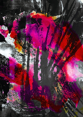Abstract Expressionism with Red and Pink