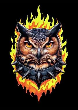Fiery Owl with Spiked Collar