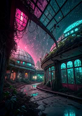 Surreal Abandoned Buildings with Starry Sky