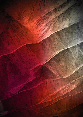 Abstract Rock Formation with Red Lighting