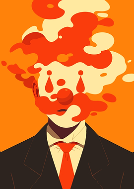 Abstract Clown in Suit Minimalist Art Illustratoin