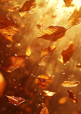 Golden Drift – Dance of the Autumn Leaves - Autumn Leaves Falling in Golden Light