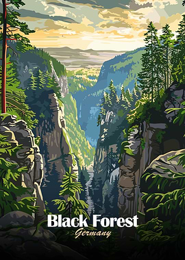 Black Forest Germany Landscape Illustration