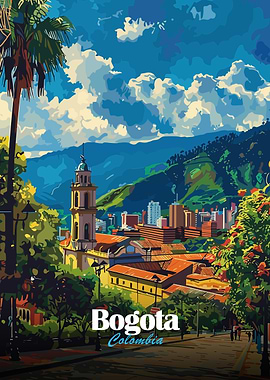 Bogota, Colombia Cityscape Illustration