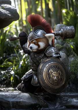 Red Panda Warrior in Armor