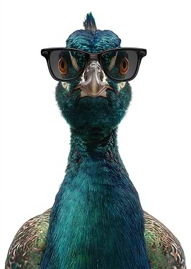 Cool Peacock with Sunglasses