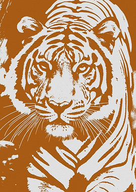 Tiger Portrait in Brown and White