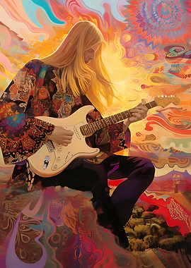 Psychedelic Guitarist in a Dreamscape