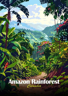 Amazon Rainforest Colombia Illustration