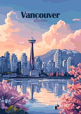 Vancouver Canada Cityscape Illustration
