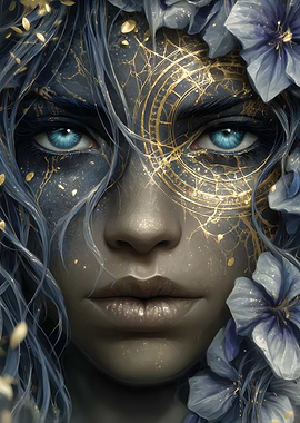 Mystical Woman with Floral Adornments