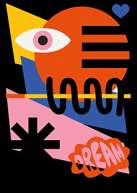 Bauhaus Abstract Dreamscape with Geometric Shapes