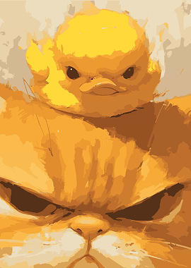 Cat and Duckling Digital Art