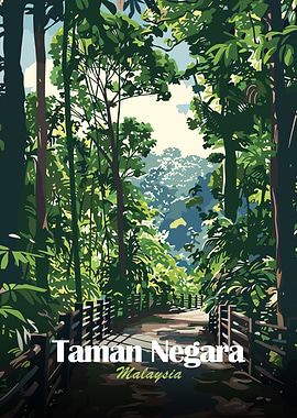 Taman Negara Malaysia Forest Illustration