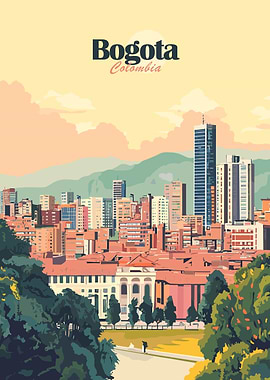 Bogota Colombia Cityscape Illustration