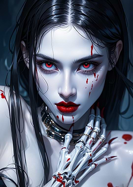 Vampire Woman with Bloody Hand