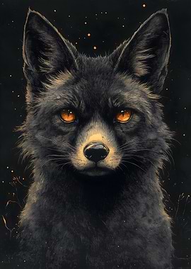 Fox Portrait with Golden Eyes Animal