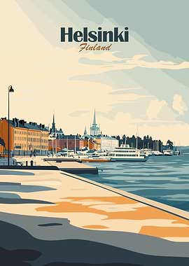 Helsinki Finland Travel Poster