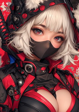 Anime Girl in Cyberpunk Outfit Gaming